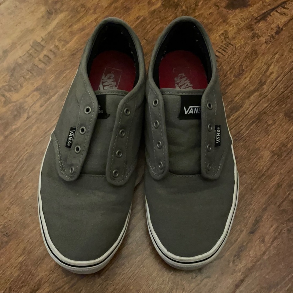 Gray worn vans, no laces, youth us 6 size